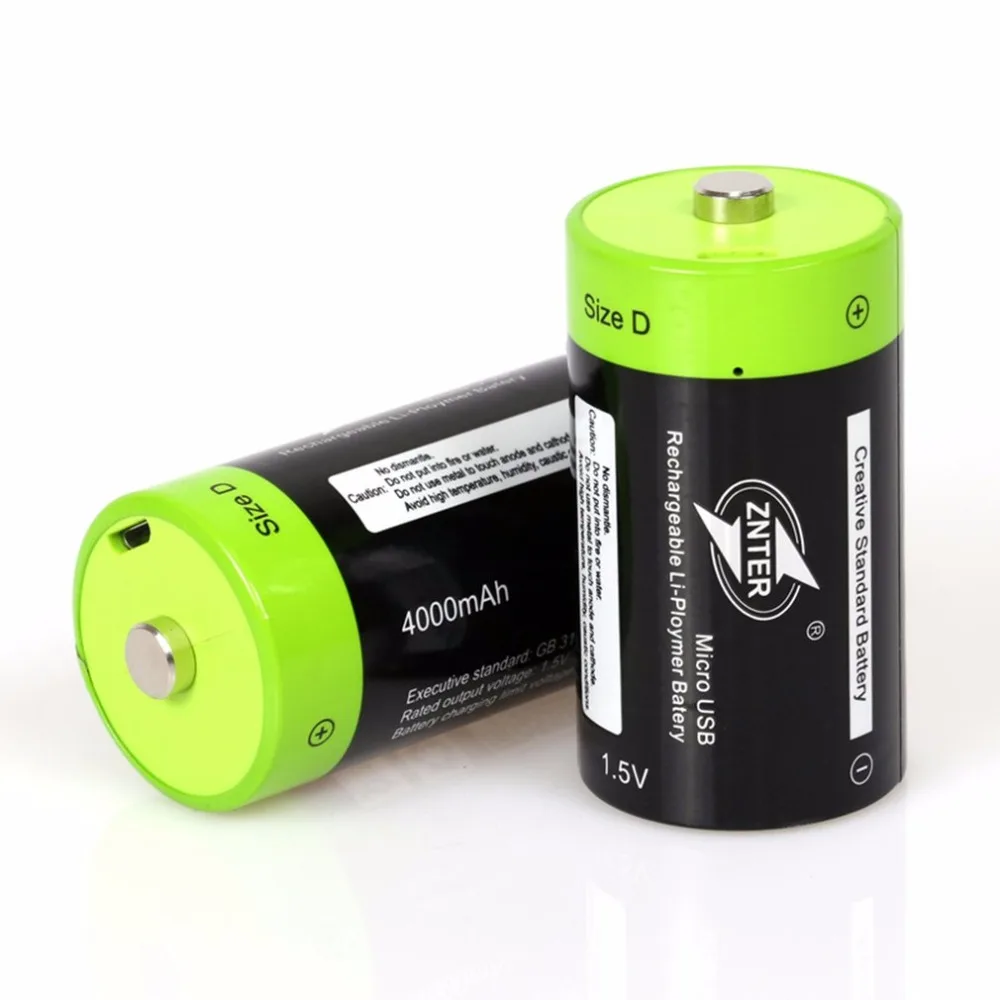 Новый 2 шт./лот ZNTER 1 5 В 4000 мАч аккумулятор Micro USB аккумуляторная батарея D Lipo LR20 для RC