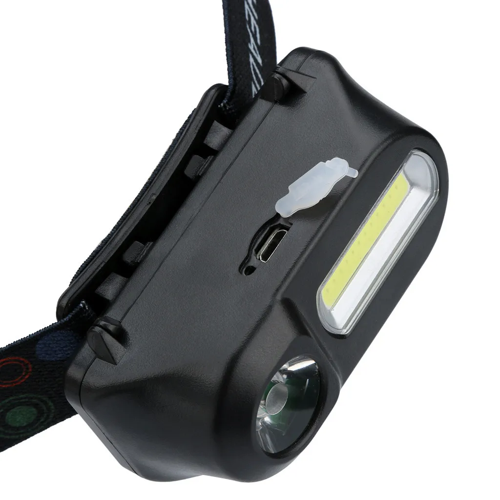 Headlamp 6 Modes Head Light COB LED Headlight Torch Outdoor Flashlight USB Rechargeable American Standard Plug