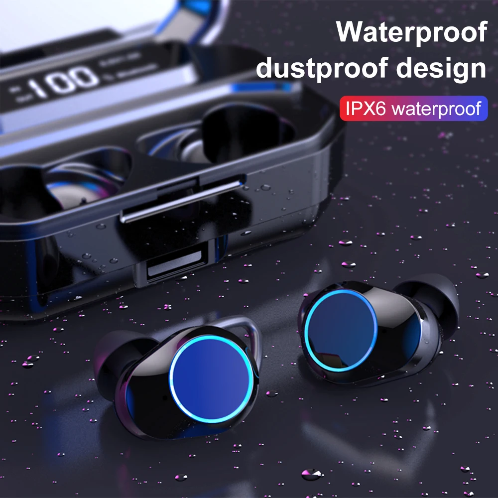 G02 TWS 5 0 Bluetooth 9D стерео наушники беспроводные IPX7 водонепроницаемые 3300 мАч LED Smart Power
