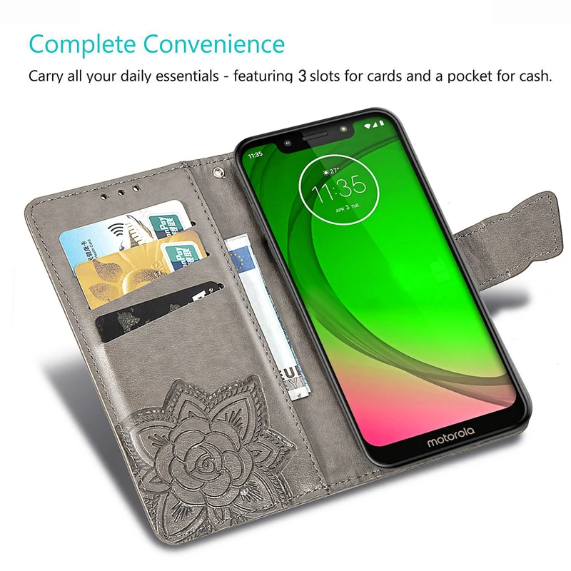 Роскошный чехол из искусственной кожи для Moto G7 Play P40 Z4 Play Flower butterfly Flip Wallet Case для Moto G7 power One Vision Stand Cases