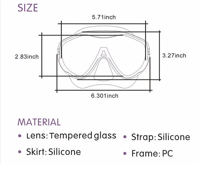 Большая рамка маска силиконовые очки для дайвинга Анти-туман водонепроницаемые очки MK100 трубка маска Подводное очки для снаряжения