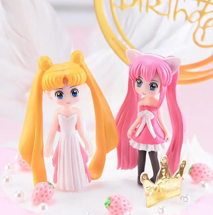 1 Pc Kawaii Cartoon Long Hair Beautiful Girl Model Action Figure Toy DIY Resin Craft Ornament Doll Toy-3