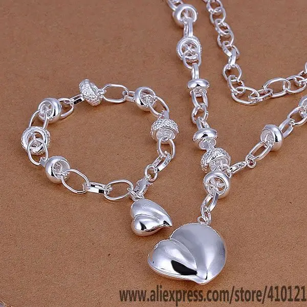 

S014 Wholesale High Quality Jewelry 925 jewelry silver plated charms fashion Jewelry Sets Peach Heart Sets/czyalrfa hogaqfna