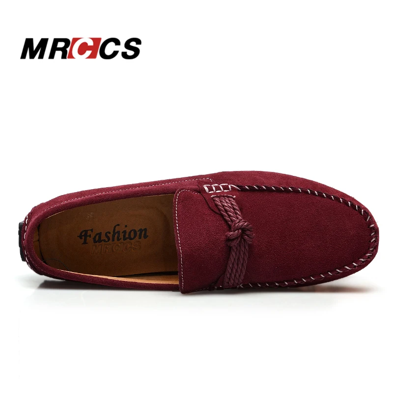MRCCS/мужские лоферы в винтажном стиле; мужские мокасины из замшевой кожи; дизайнерская брендовая Повседневная обувь; классические бордовые и красные водонепроницаемые Мокасины