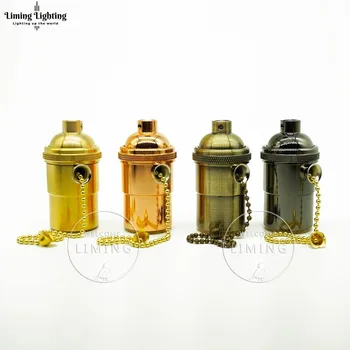 

Vintage Edison Lamp Base E27/E26 Solid Brass Ceiling Light Socket Lamp Base Holder Pull Chain Pendants Bulb Lighting Light Screw