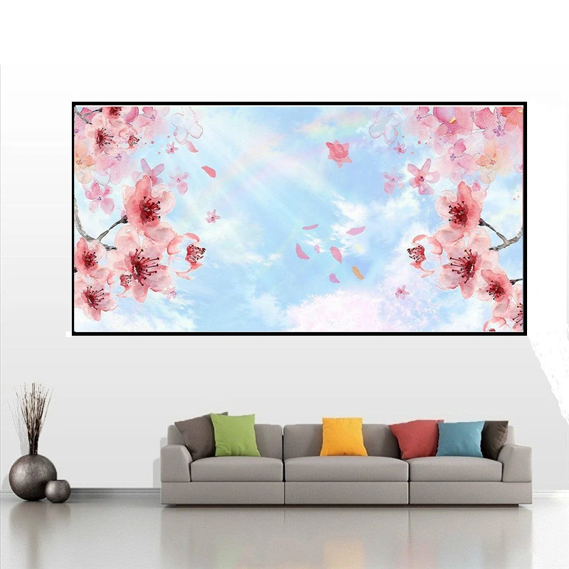 

100% pictures round or square rhinestone 5D DIY Diamond embroidery Cherry blossom flower home decor Diamond painting cross stich