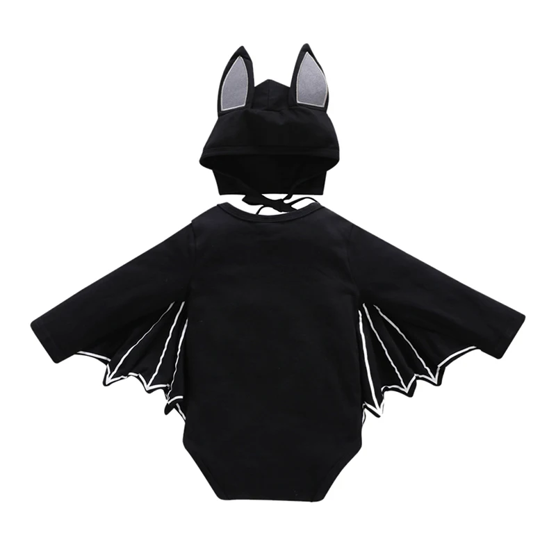 

Baby Boys Girls Halloween Bat Cosplay Costume Infant born Bat Rompers Hat Outfits Set