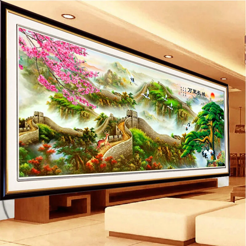 

Great Wall Scenery DIY Counted Cross Stitch Set Printed Handicrafts full Embroidery Painting Decor Wall Painting Needlework Gift