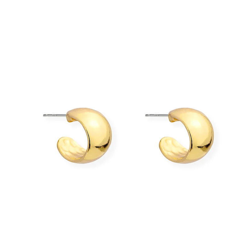 

WTLTC Gold Color Geometric Small Hoop Earrings for Women Statement Wide Post Earrings Simple Open Hoops Earrings Boho Jewelry