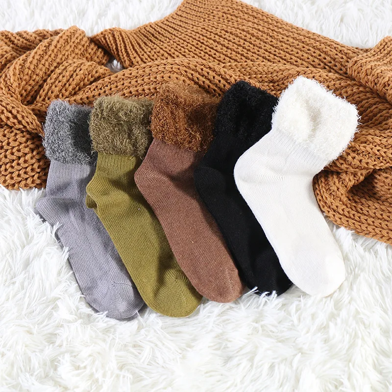 M MISM Fashion New Solid Women Socks Thick Warm Winter Elastic Ankle