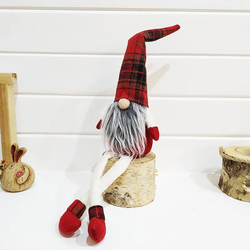 Красивое Рождественское украшение Сидящая длинная ножная кукла украшение для дома Новогодний подарок для детей Счастливого Рождества - Цвет: Красный