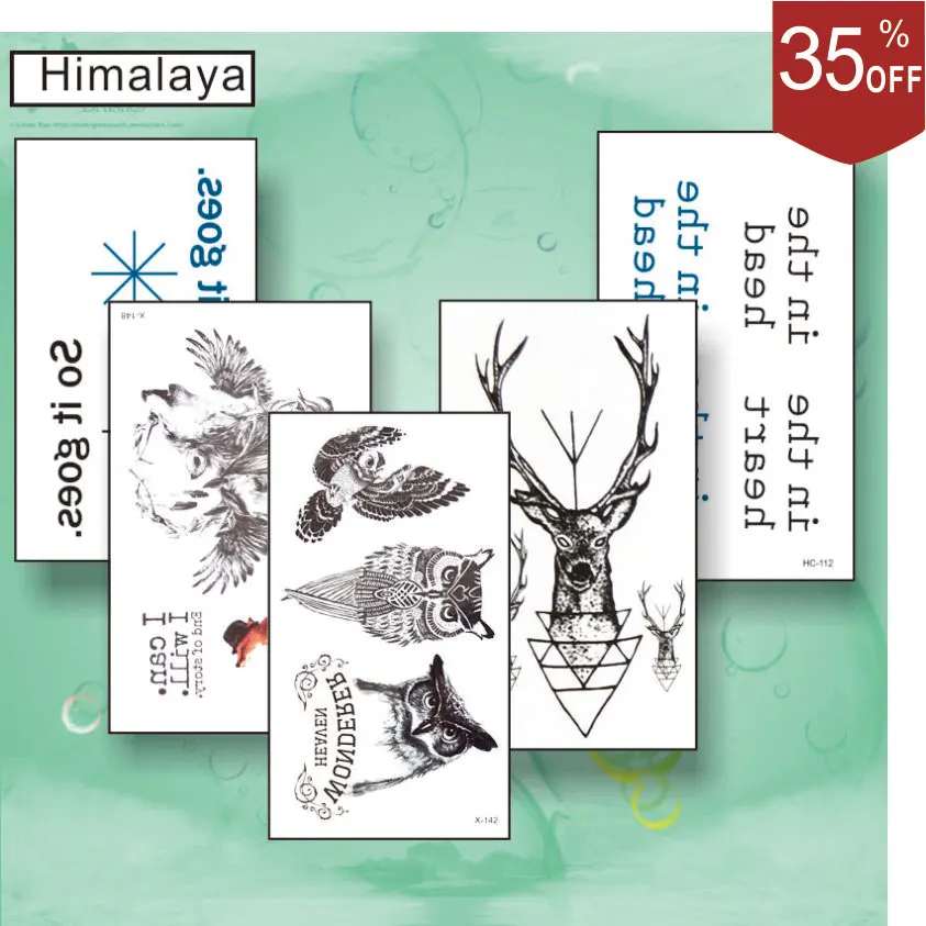 

5 pcs/ Set Temporary Small Tattoos, Non-toxic And Waterproof Fox Wolf Owl Back Foot Hand Tattoo