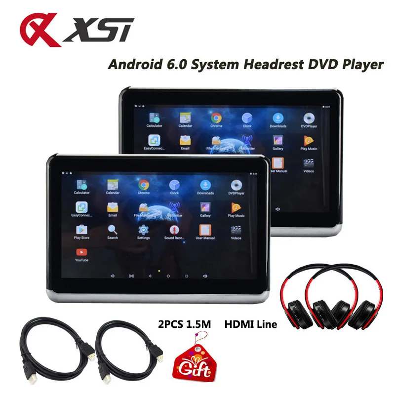

XST 10.2 Inch Android 6.0 Car Headrest Monitor MP5 DVD Player HD 1080P Video IPS Touch Screen WIFI/HDMI/USB/SD/Bluetooth/FM