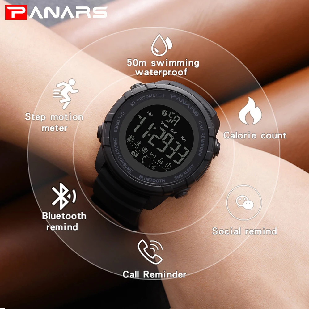 PANARS Bluetooth font b Smart b font font b Watch b font for IOS Android Wristwatches