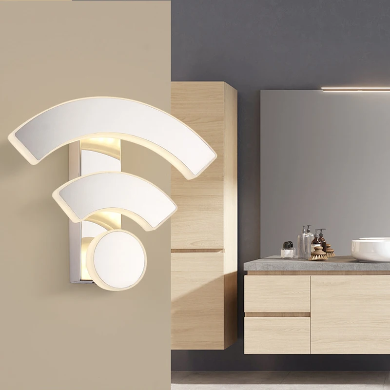 Creative Acrylic WIFI Wall Light Modern LED Sconce Bedroom Bedside Lamp Restaurante KTV Hotel Aisle Corridor Decor Wall Lamps