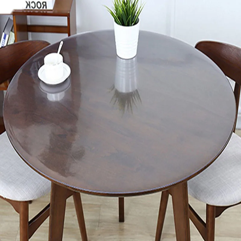  BALLE PVC Round Transparent Table Cover Dinning Waterproof Tablecloth Round Desk Pad Soft Glass Hea