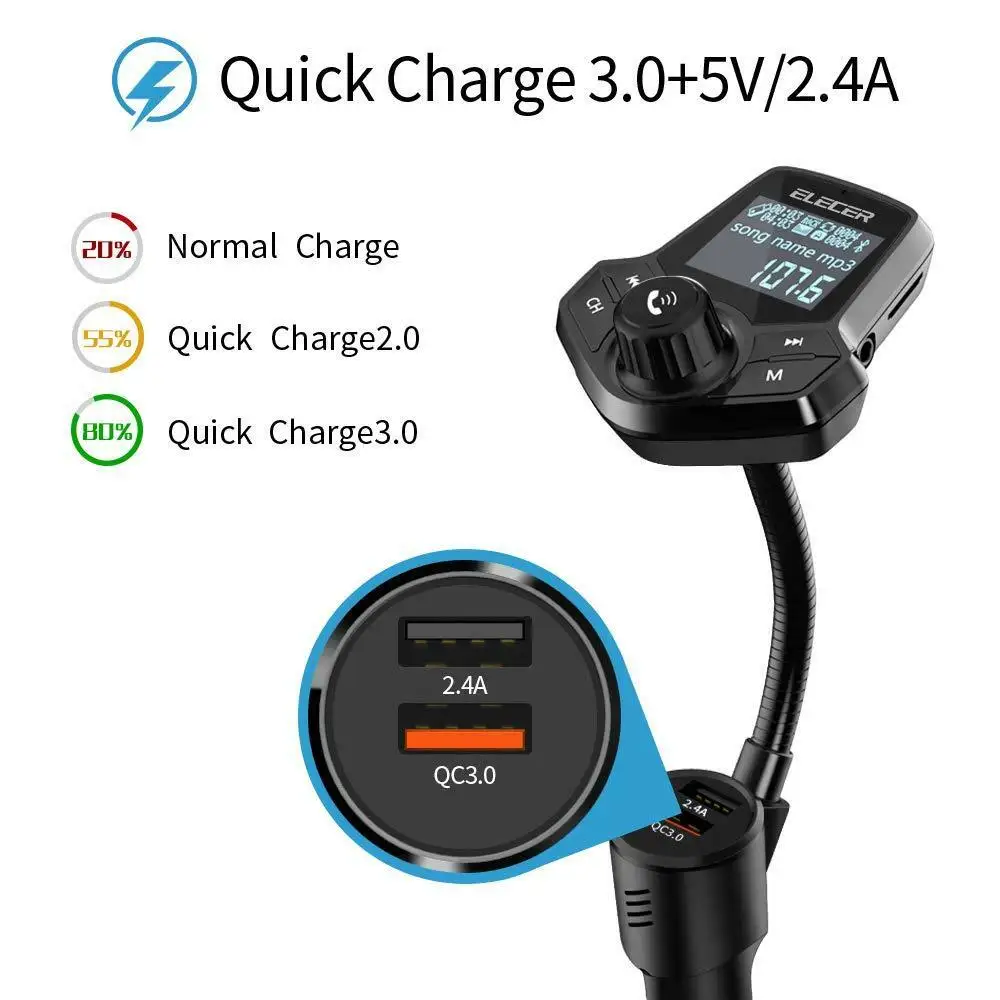 FM Transmitter Bluetooth Car Kit Wireless Radio Adapter FM Modulator Handsfree Music Mp3 Usb Player Audio For Smartphone