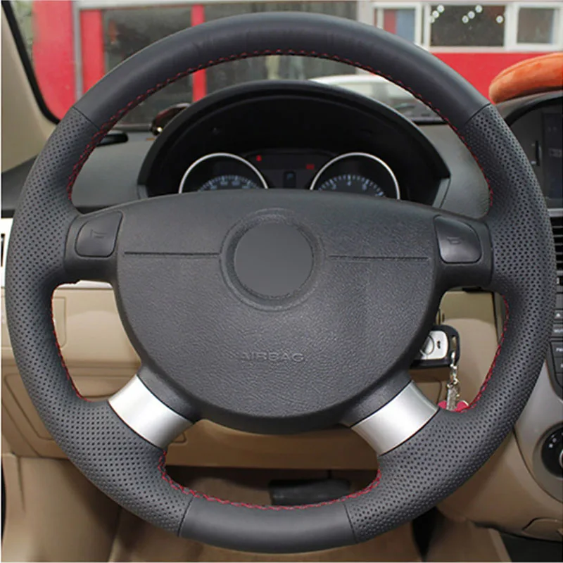 

Top Leather Steering Wheel Hand-stitch on Wrap Cover For Chevrolet Lova Aveo Buick Excelle Daewoo Gentra 2013-2015 Lacetti 06-12
