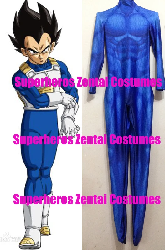 

Vegeta Cosplay Costume 3D Printed Dragon Ball Z movies Vegeta Super Saiyan Fighting Uniform Lycra Blue Muscle Zentai Undersuit