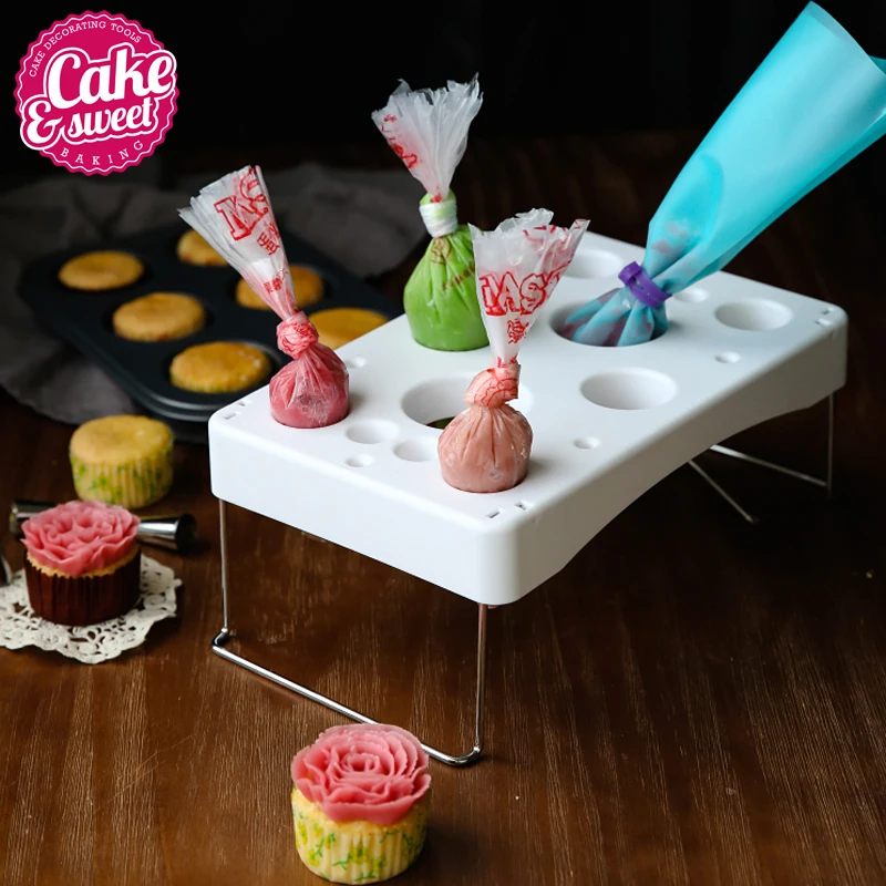 Cake tools Plastic Fondant Cake Nozzle Tips Bags Stand Holder Baking Pastry Tools Convenient Durable Decorating Accessories