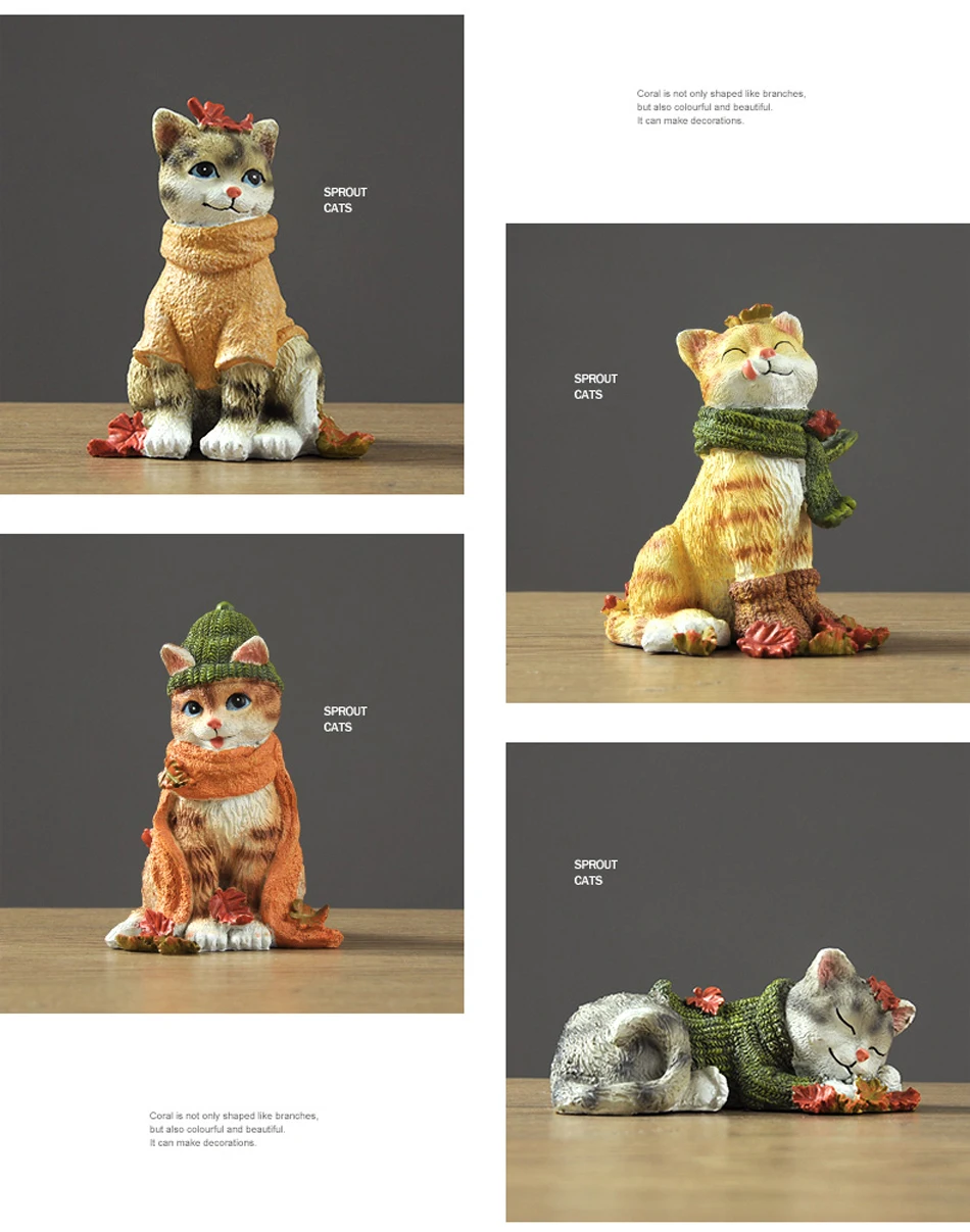 Американский творческий смолы 4 узора милые фигурки кошки статуя животного Сказочный Сад украшение дома мини Ремесла подарки на день рождения