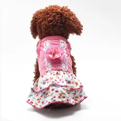 Новые милые летние цветочные собака платье с цветочным принтом кошка Ремешок в милый горошек щенок платье одежды для Чихуахуа Пудель