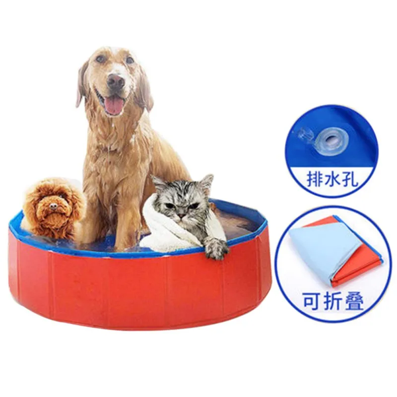 Fuloon PVC Foldable Dog Cats Bathing Tub Wash Pet Swimming Pool 80*20cm