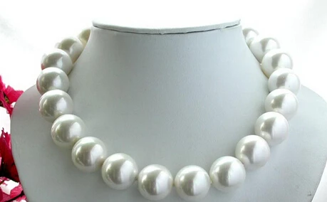 

HOT 001656 Luster 18" 20mm white round shell pearl necklace