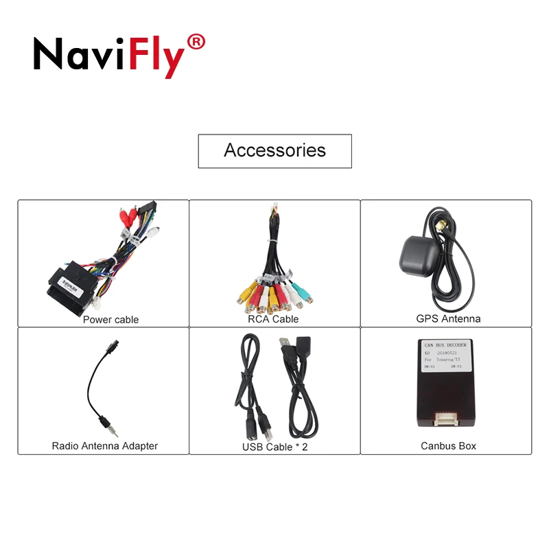 Discount Navifly Android 9.1 touch screen Car Multimedia player for VWTouareg T5 with radio BT Ipod 4g wifi 2G RAM 32G HD 1024*600 Mic FM 5