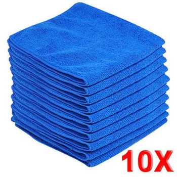 

10pcs Microfiber Wash Clean Towels Cleaning Cloths Blue Car Furniture Cleaning Duster Soft Cloths 30x30cm