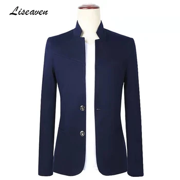 

Liseaven Men's Blazer Stand Collar Men Jackets Male Slim Fit Blazers Plus Size 5XL Mens Blazer black Jacket Men