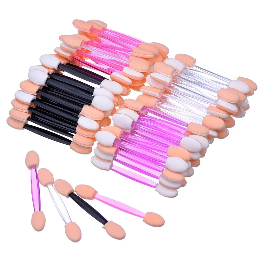 100 Pcs Disposable Double Ended Sponge Brush EyeShadow Applicator
