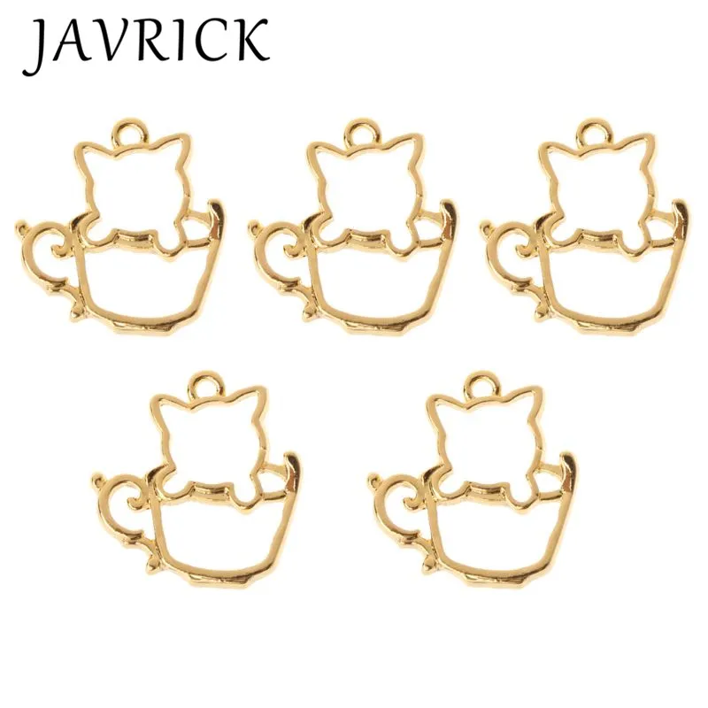 

5 Pcs UV Epoxy Border AB Hollow Teacup Cat DIY Pendant Jewelry Crystal Glue Metal Frame Crafts Making