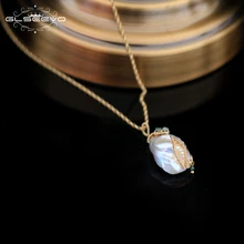 GLSEEVO, ручная работа, натуральная пресноводная жемчужная подвеска в стиле барокко и ожерелье для женщин, свадебные ювелирные изделия, заказное ожерелье, колье GN0078