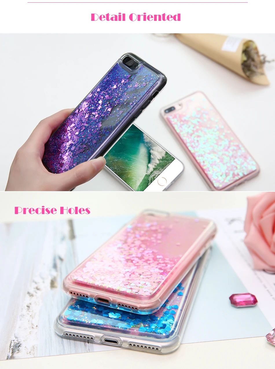 DOEES Bling Liquid Quicksand Phone Case For iPhone 7 7 Plus Shiny Sequin Soft Silicone Case Cover For iPhone 5 5S SE 6 6s Plus (5)