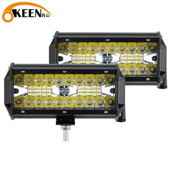 

OKEEN LED Light Bar 7Inch Spot Flood Combo Off Road Lights 12V 120W LED Driving Fog Work Light for Jeep Trucks ATV Buggy UTV SUV