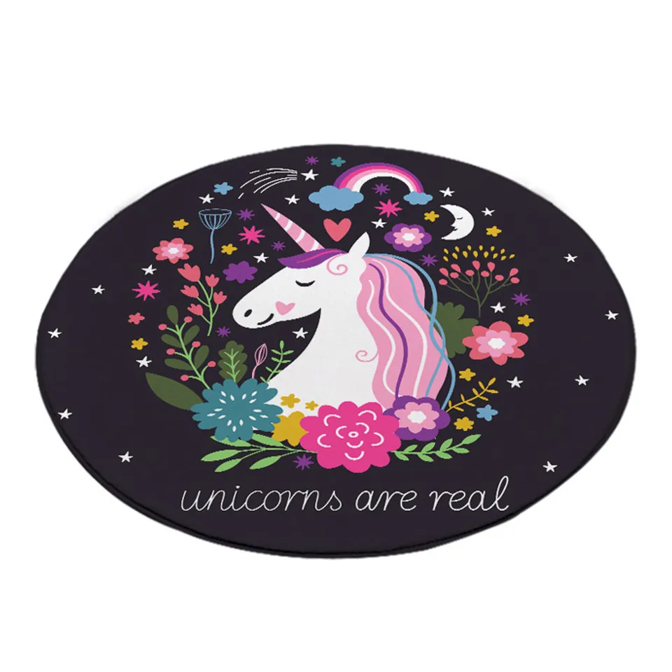 Rainbow Floral Unicorn Bedroom LivingRoom Round Carpets -Unicorn Fashion HTB1eADcayHrK1Rjy0Flq6AsaFXa3