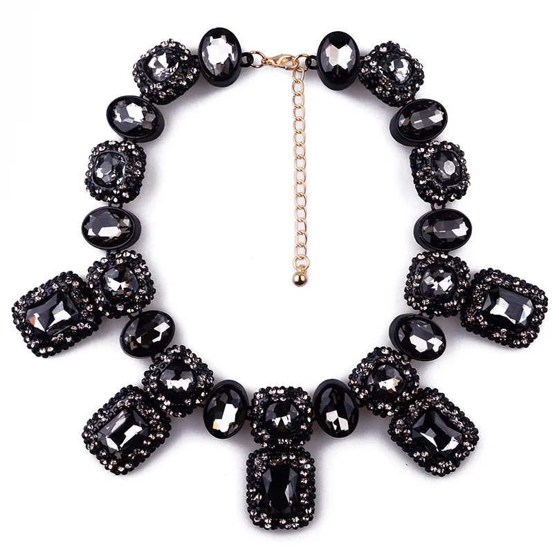 Трендовое женское ожерелье s кулоны звенья цепочка с двойным слоем Большой Кристалл колье ожерелье высокое качество ювелирные изделия