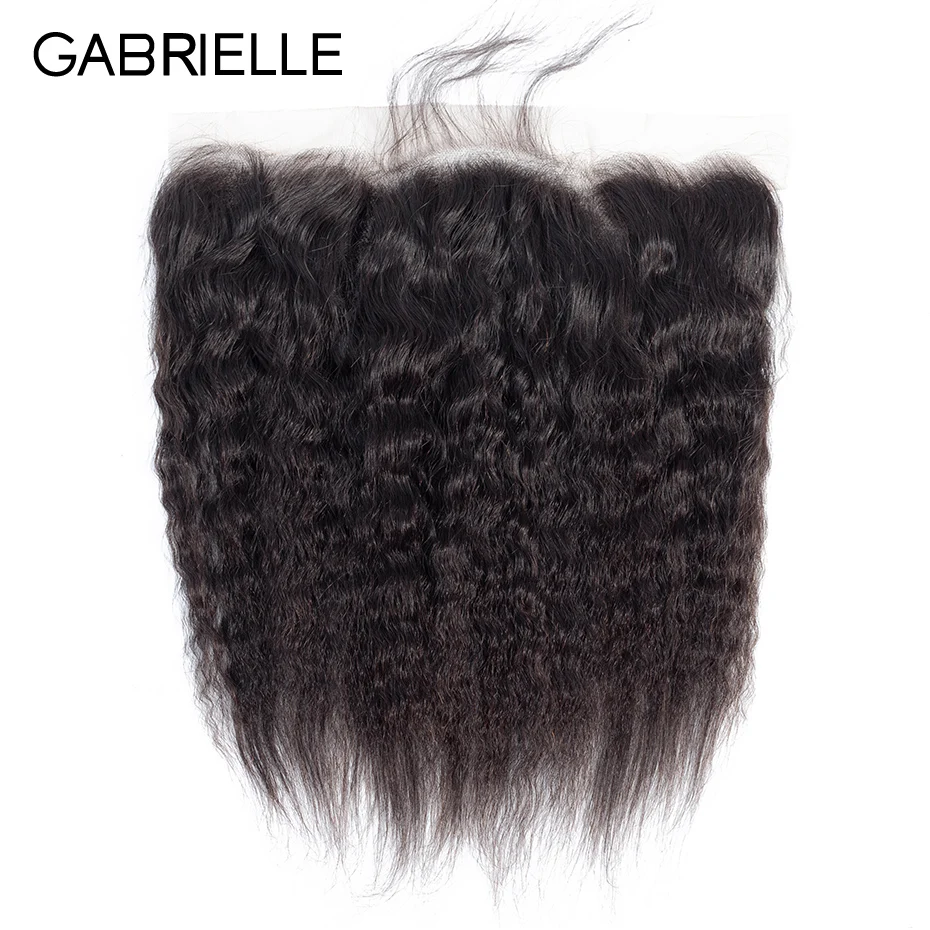 

Gabrielle Brazilian Human Hair Yaki Straight Lace Frontal 13x4 Free Part Natural Color Non-remy Hair Weaves 8-22 inches