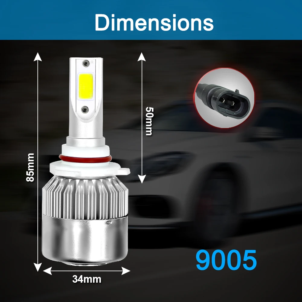 Новые оригинальные автомобиля C6 светодиодный фар лампа серебро 2 шт./пара 880 9004 9005 9006 9007 H1 H3 H4 H7 H11 H13 72 W фары для 8000LM автоматического включения света лампы - Испускаемый цвет: 9005