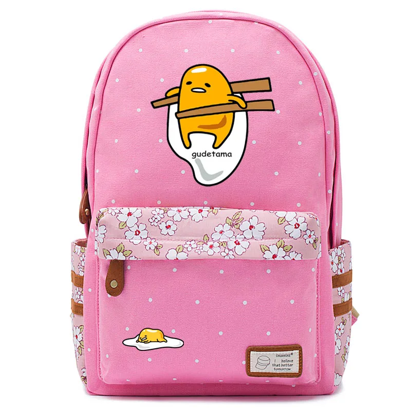 2019 HOT Gudetama Lazy Egg Cartoon Canvas bag Flowers wave point