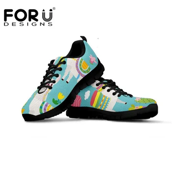 

FORUDESIGNS Novelty Cartoon Alpaca Pattern Flats Ladies Shoes Sneakers Leisure Summer Comfortable Mesh Shoes for Women Zapatos