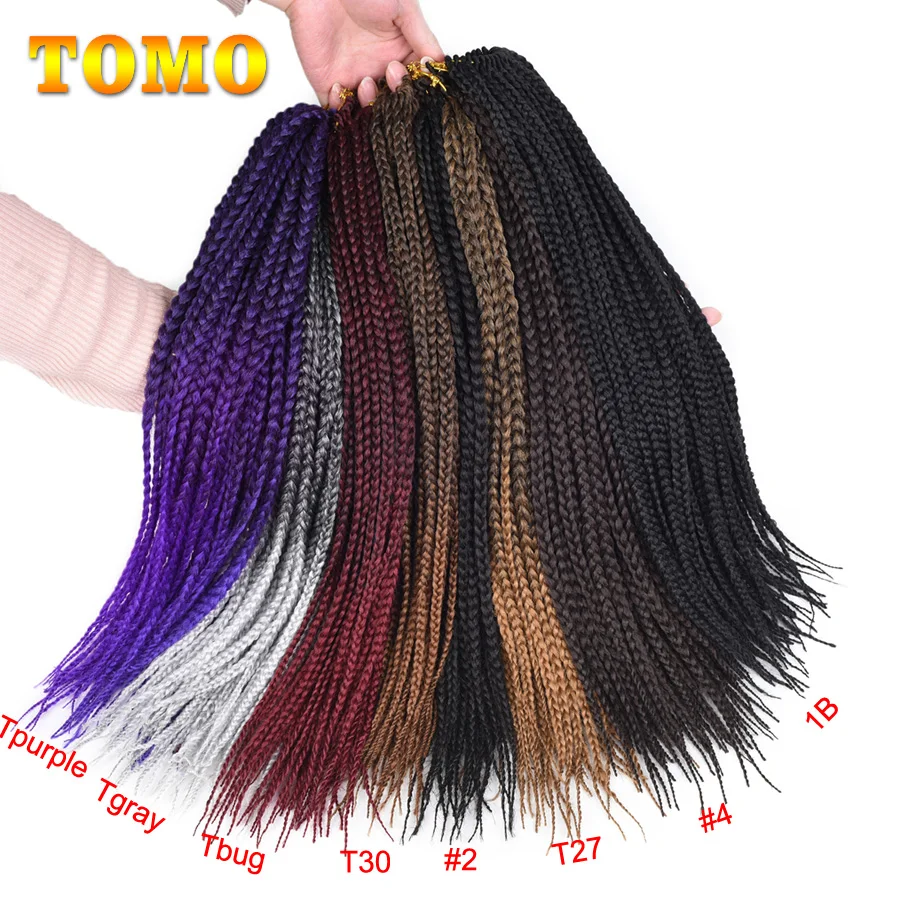 TOMO, 22 корня/упаковка, коробка, косички, вязанные волосы, 1", 18", 2", Омбре, синтетические косички, наращивание волос для женщин, красные, вязанные косички