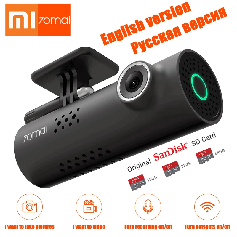 Smart Sensor Voice Control Xiaomi 70mai Car DVR font b Camera b font 1080P HD Night