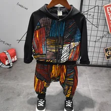 Комплекты одежды для детей спортивные костюмы для мальчиков, осень г. Новые детские повседневные толстовки с капюшоном, толстовка+ штаны-шаровары костюм из 2 предметов детские спортивные комплекты для мальчиков