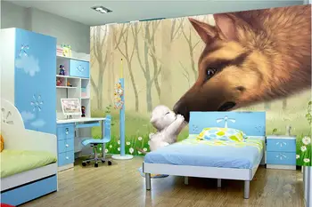 

3d wallpaper custom photo non-woven mural Children room cartoon wolves and animals background painting wallpaper for walls 3d