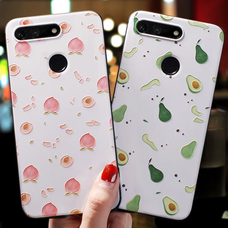 

Honor20 Cartoon Cute avocado peach Emboss case For Huawei HONOR 20 PRO ,V20 ,20i ,Honor 10 ,V10 ,10 lite , 8x case cover