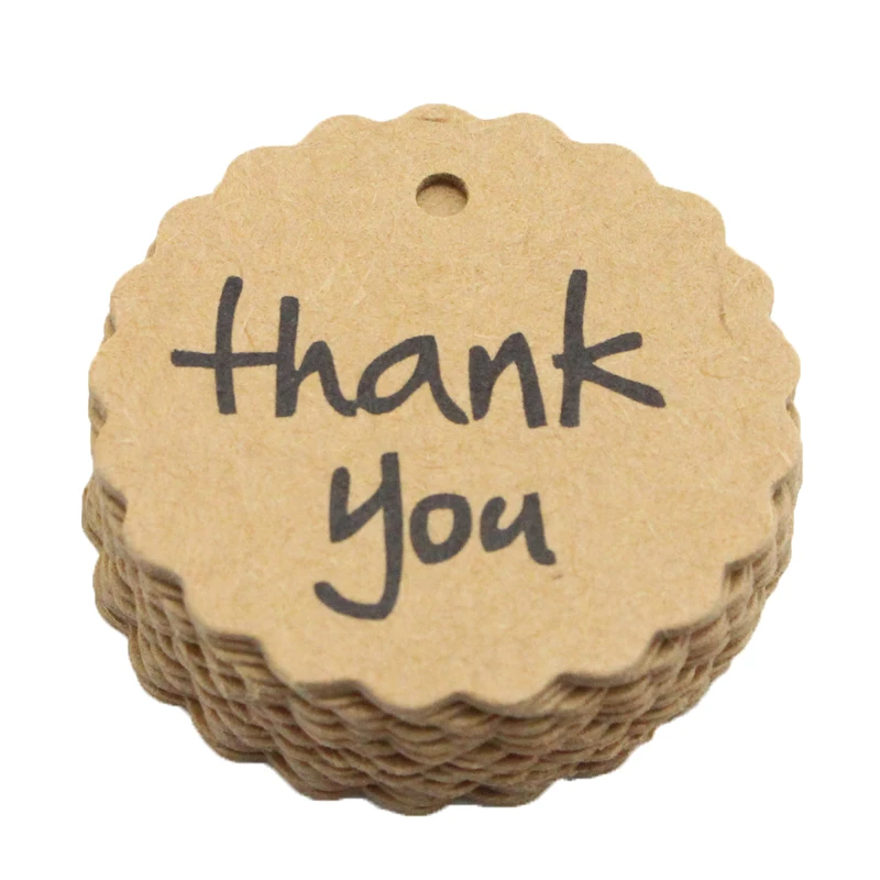 

Lucia crafts Dia.4cm "Thank you" Kraft Hang tag, Kraft Gift tag,Gift Packaging Label, Price Labels 24pcs/lot I0906