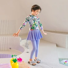 Купальный костюм для девочек; детская одежда для купания г.; детское бикини в Корейском стиле; Новинка; Милые штаны с длинными рукавами и рисунком подсолнуха для девочек; юбка принцессы