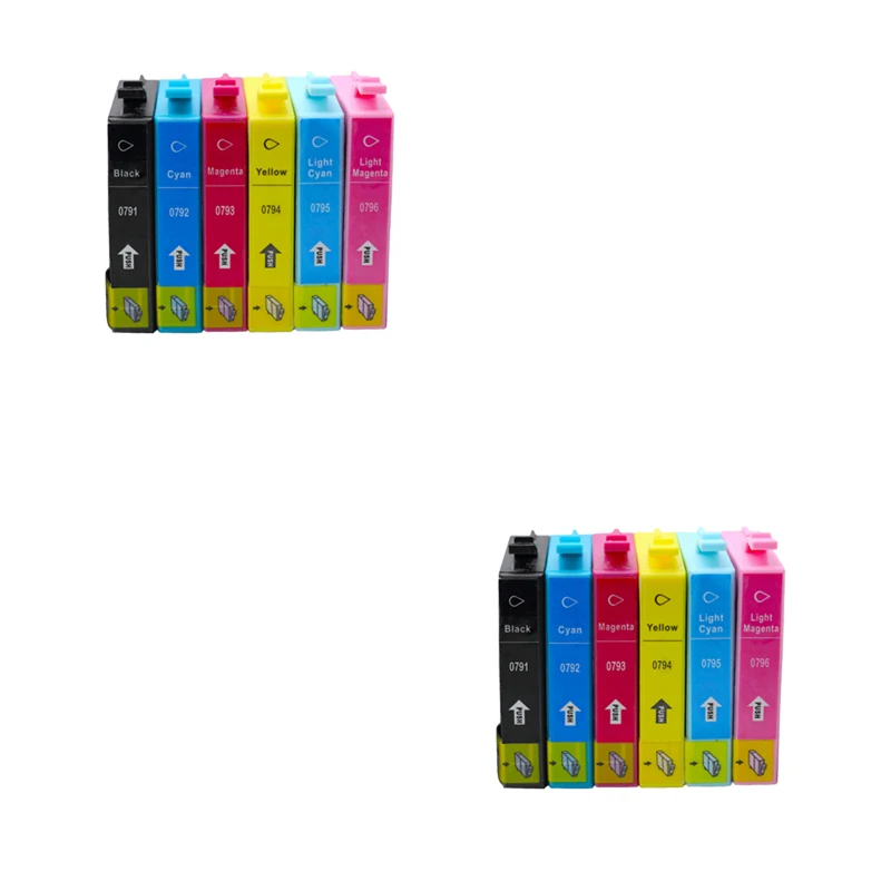 12pcs Ink Cartridge For Epson T0791 0796 Stylus Photo PX660 P50 PX650 PX700W PX710W PX720WD